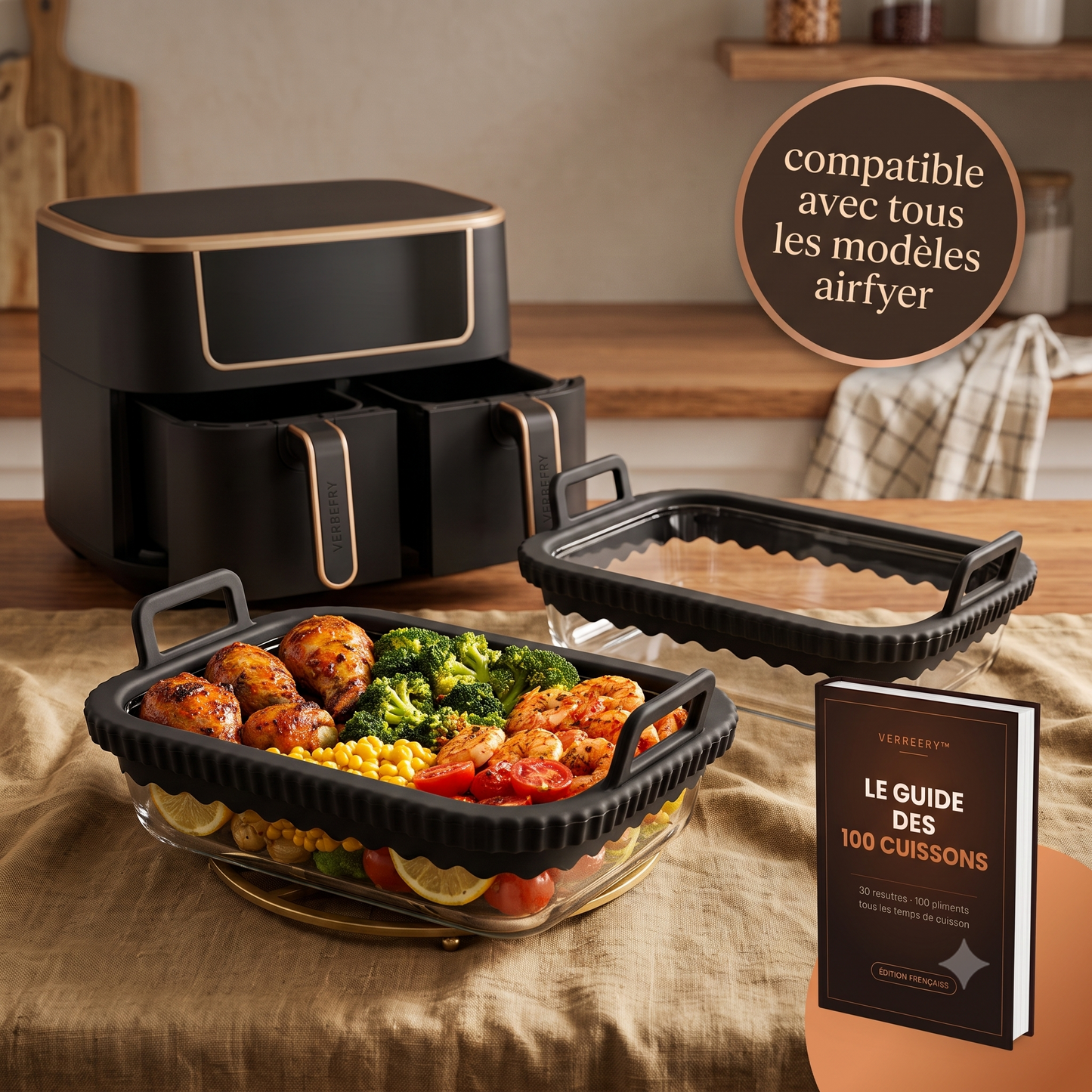 VERREFRY™ - Plat en verre universel pour Airfryer