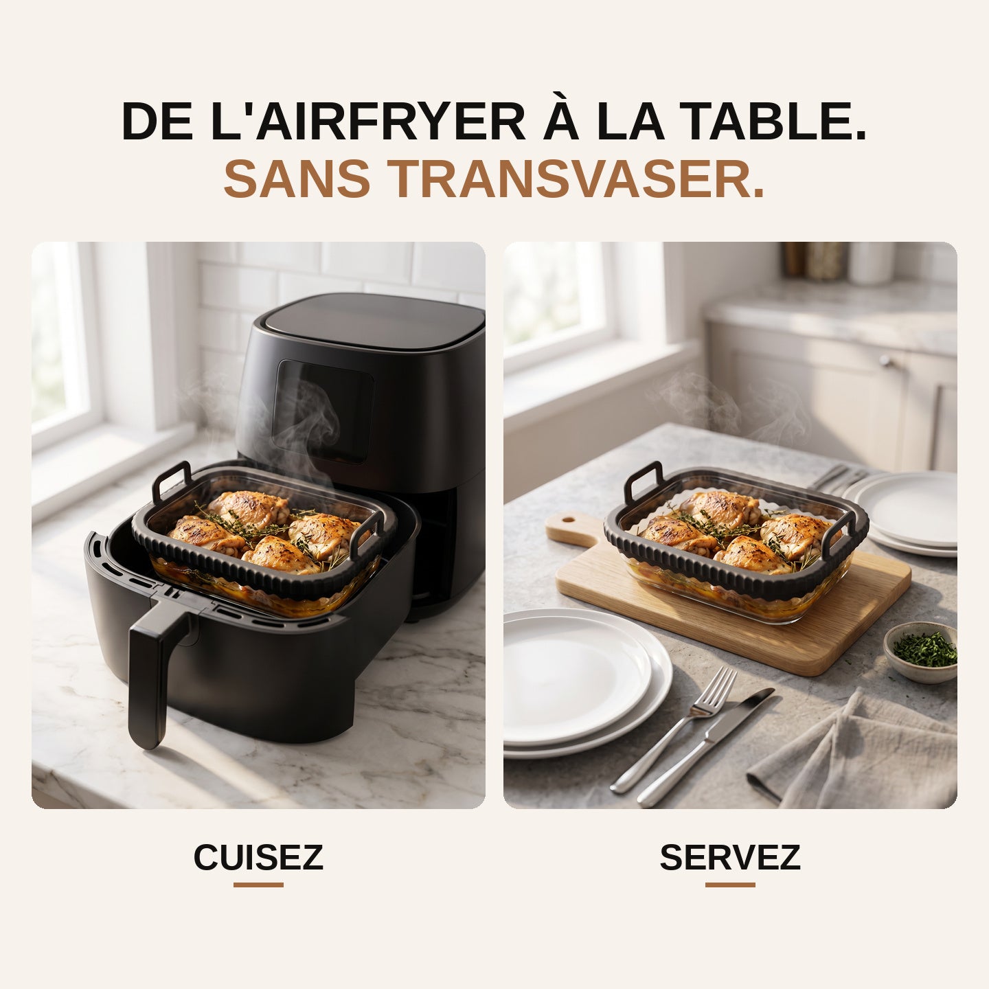 VERREFRY™ - Plat en verre universel pour Airfryer