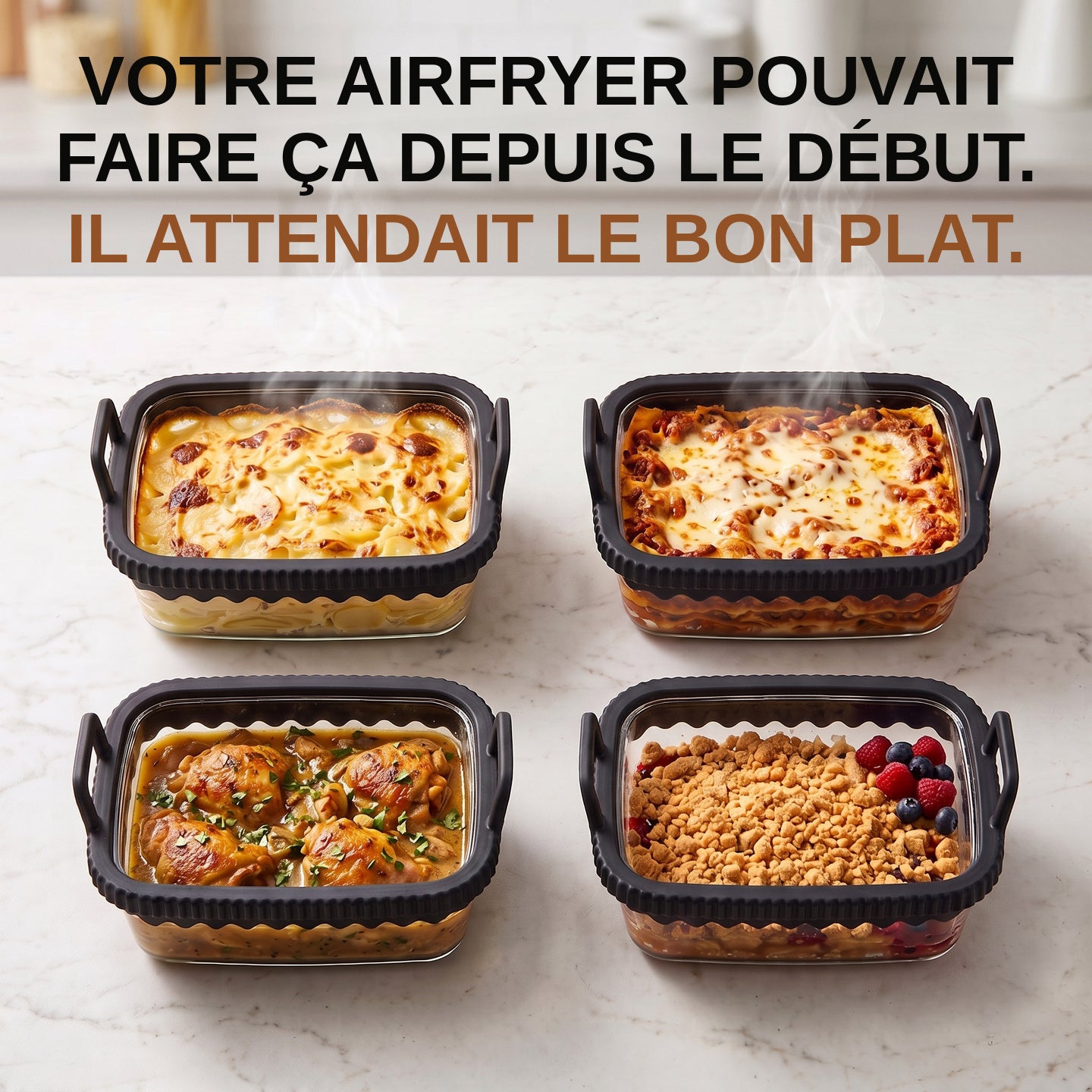 VERREFRY™ - Plat en verre universel pour Airfryer
